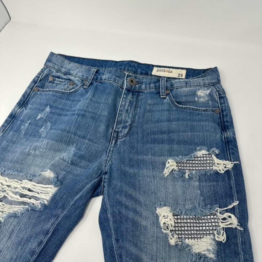 Pistola Womens Ripped Distressed Cuff Jeans Size 26 medium Wash - Picture 8 of 12